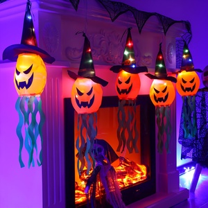 Lámpara decorativa LED de Halloween con forma de sombrero de bruja y calabaza, ambiente festivo, adecuada para fiestas y decoraciones de casas embrujadas - Product Image 5
