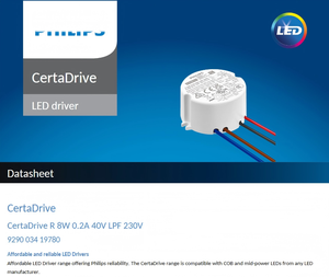ไดรเวอร์ไฟ LED CertaDrive R 8W 0.2A 40V LPF 230V AC-DC พลาสติก ประสิทธิภาพ 90-99% กระแสคงที่ รับประกัน 3 ปี - Product Image 2