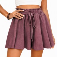Pantalon décontracté d'été pour femme, coupe ample, longueur au-dessus du genou, avec col à revers et ceinture à nouer, personnalisation ODM