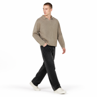 Sweat-shirt Polo Homme Snow Wash, Pull Gorpcore d'extérieur, Col Seagull, Vente en gros, Logo personnalisé, OEM, Haut Streetwear Oversize