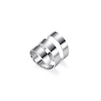 Personalisierter Unisex-Ring mit Gravur, geometrisches Design, vergoldet, aus Edelstahl, offener Ring, anlaufgeschützt, als Geschenk geeignet