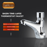 Robinet de baignoire de luxe en laiton, à économie d'eau, monotrou, design moderne, à poser sur le rebord, sans poignée, à fermeture automatique avec temporisation et débit contrôlé