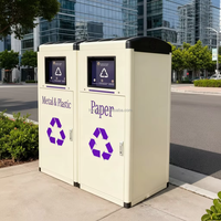Poubelle extérieure rectangulaire intelligente à induction, compacte et alimentée par énergie solaire, en métal, pour le recyclage