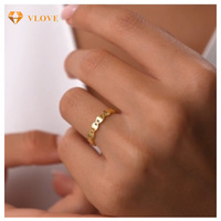 Anillo de Oro Sólido de 14K con Forma de Ojo, Cadena de Eslabones, Banda Gruesa con Corte Hueco, Joyería Fina Personalizada, Regalos de Aniversario y San Valentín