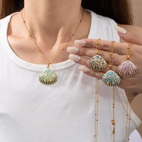 Collier pendentif coquillage plaqué or 18 carats en acier inoxydable 316L pour femme, étanche, bijou de mode, cadeau