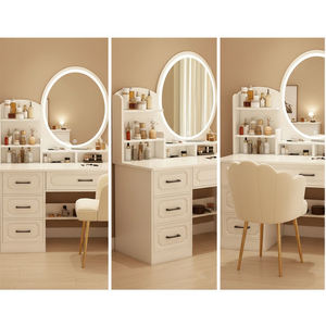 Meuble de maquillage et coiffeuse intégrés minimalistes modernes <span class=keywords><strong>avec</strong></span> <span class=keywords><strong>miroir</strong></span> de maquillage LED en MDF pour chambre à coucher - Product Image 6