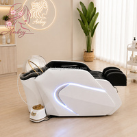 Lit de lavage électrique pour salon, avec massage corporel automatique, cuve en acrylique, repose-pieds réglable et fonction spa capillaire