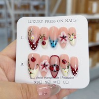 Transfrontalier européen et américain français 3D vague Texture fleur portable détachable faux ongles produit fini en gros