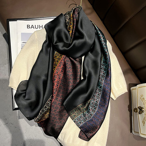 Écharpes en soie imprimées à carreaux de marque de <span class=keywords><strong>luxe</strong></span> pour femmes, foulard d'été, hijab, foulard pour femmes, <span class=keywords><strong>étole</strong></span>s de plage, écharpes longues et douces, châles - Product Image 2