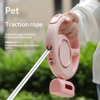 Correa Retráctil para Perro con Luz LED y Recargable por USB, Dispensador de Bolsas para Desechos, 3m, para Paseos Nocturnos