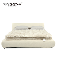 OEM Modernes Weißes Stoffbett mit Edelstahl-Panel-Design Komfortables & Langlebiges Kingsize-Bett für Schlafzimmermöbel