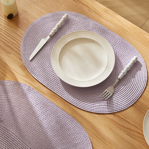 Manteles individuales ovalados de PP, color morado sólido, aislantes del calor, para decoración de comedor. - Product Image 2