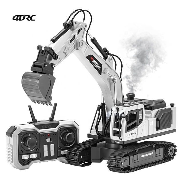 4DRC E1 RC Truck 12-Channel Metal Digging Bucket Construction Vehicle 1/18 Remote Control Excavator Toy with Cool Lights & Sound