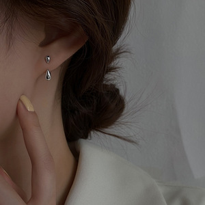 Boucles d'oreilles clous uniques en forme de goutte pour femmes - Style coréen, sertissage poli, <span class=keywords><strong>pierre</strong></span> naturelle, design élégant - Product Image 1