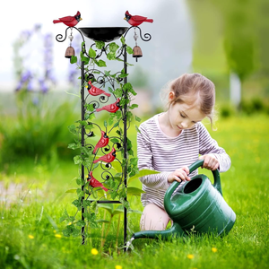 Décor de jardin Cardinal : Treillis pour plantes grimpantes, carillon éolien extérieur, décorations de <span class=keywords><strong>printemps</strong></span> pour pelouse - Product Image 3