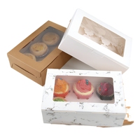 Boîte en papier kraft laminé mat avec fenêtre transparente, qualité alimentaire, pour pâtisserie, cupcakes, desserts, emballage personnalisé, logo et taille sur mesure