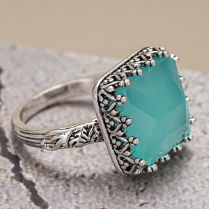 Bague A153 vintage en forme de couronne avec pierres précieuses, sertie de cristaux et strass en argent 925, pour femme, à porter au quotidien, bagues fines - Product Image 3