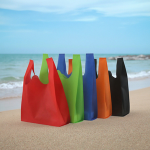 Phân Hủy Sinh Học Thân Thiện Với Môi Không Dệt T-Shirt Túi Tùy Chỉnh Có Thể Tái Chế Không Dệt Túi Xách In Logo Cho Mua Sắm - Product Image 1