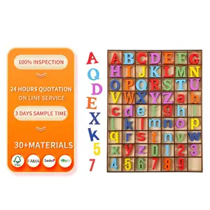 Lettres de l'alphabet en bois et chiffres en bois Lettres non finies vierges pour l'artisanat Numéros en bois avec plateau de rangement rustique