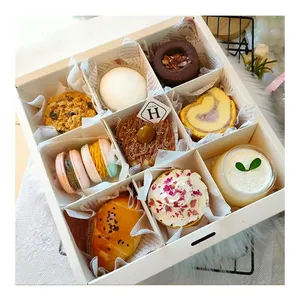 9个纸杯蛋糕盒蛋糕包装盒脆饼饼干馅饼甜点糕点盒