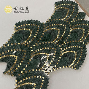 Marbre Verde <span class=keywords><strong>Alpi</strong></span> de luxe avec carreaux de mosaïque au jet d'eau à pois en laiton pour la décoration intérieure - Product Image 3