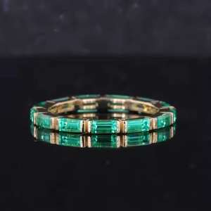 <b>Emerald</b> Cut Green Moissanite <b>Ring</b> 925 <b>Silver</b> Classic Elegant Design for Wedding Engagement Gift and Daily Wear - Product Image 1