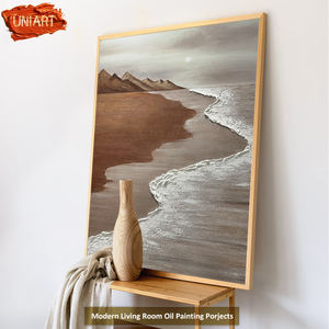 100% all'ingrosso di UNIART cina pittura a <span class=keywords><strong>olio</strong></span> fatta a mano onde marroni pittura a <span class=keywords><strong>olio</strong></span> <span class=keywords><strong>mare</strong></span> paesaggio parete di arte per soggiorno camera da letto - Product Image 6