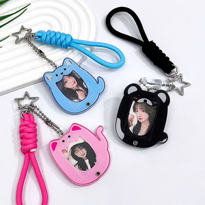 Porte-clés décoratif personnalisé en acrylique transparent de 1 pouce avec motif chat ou chien de dessin animé, pour cartes et photos, cadeau de vacances - Product Image 2