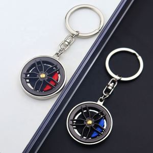 Creative Metal Wheel Hub Keychain Auto Parts Car Mini Tire Wheel Hub Spinner Keychains Accessories Rotating Brake Disc Keychain - Product Image 2