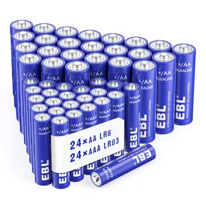 EBL 48Pcs AA AAA Batteries Combo With AAA AA Alkaline Batteries 10-Year Shelf Life