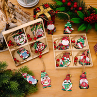 12 Handbemalte Holz-Weihnachtsmann-Ornamente Christbaumschmuck Dekorative Geschenkbox-Set Weihnachtsgeschenke MNQ Marke