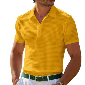 Camicia Casual da <span class=keywords><strong>uomo</strong></span> elegante stile giallo brillante a griglia stile Polo stile estivo camicia da <span class=keywords><strong>uomo</strong></span> a maniche corte camicie - Product Image 1