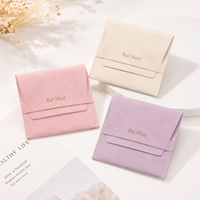 Pochette enveloppe en microfibre pastel personnalisée avec logo, à rabat, pour bijoux, sac cadeau anti-poussière, sac de rangement OEM en microfibre
