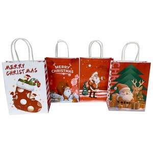 KUAIMA 16*8*22cm Vente en gros Sacs cadeaux de Noël de luxe en papier, magnifiques sacs à cordon de Noël réutilisables - Product Image 1