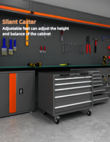 Gabinete de Herramientas Modular Moderno de Acero de Alta Calidad, 15 Cajones, Capacidad de Carga de 1000 kg, Cerradura con Llave OEM, 5 Años de Garantía, Ruedas Resistentes a la Oxidación