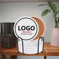 Musen Ensemble de sous-verres classiques en pierre légère Mandala avec logo personnalisé Base en liège absorbant en céramique Utilisation de table à la maison respectueuse de l'environnement