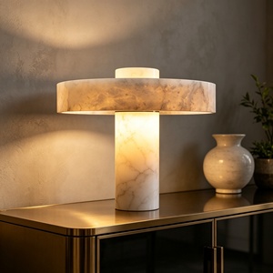 Lámpara de Mesa de Mármol Español con Forma de Hongo, de Piedra Translúcida, LED Regulable, para Hotel, Dormitorio, Villa, Estilo Wabi Sabi - Product Image 1
