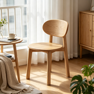 Scandinavian Solid Wood Dining Chair Modern Design Natural <b>Oak</b> Finish Stable Home Furniture - Product Image 1