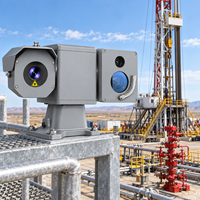 Caméra thermique PTZ pour la surveillance de raffineries à longue portée, avec vision nocturne, protection IP67 et stockage sur carte mémoire, pour la surveillance de tuyaux et de cheminées.