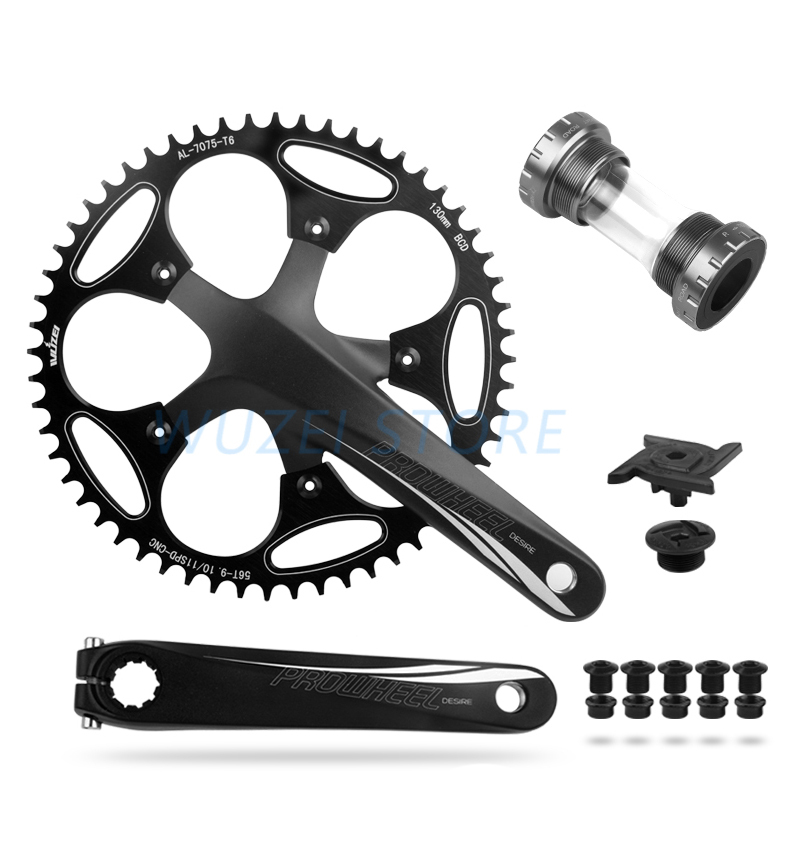 Pédalier Route Trou Carré 170 Mm - Plateaux 50/34T BCD 130 Mm - Alliage Aluminium Noir - Pour Vélo Route - 9