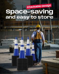 กรวยจราจร CITICITY BATTIFE 6 ชิ้น ขนาด 28 นิ้ว สีน้ำเงิน ทำจาก PVC พร้อมฐานถ่วงน้ำหนักสีดำ สำหรับจราจร การจอดรถ การก่อสร้าง และงานอีเว้นท์ - Product Image 5