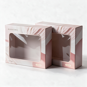 Custom Printed Transparent Front Square Luxury Cardboard Clothes <b>Scarf</b> Towel Packaging Folding Paper Gift Box With Clear Window - Product Image 4