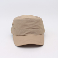 Casquette de baseball unisexe en polyester style militaire à visière plate, perforée et ventilée, avec boutons-pression latéraux, idéale pour la pêche (vente en gros)