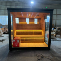 Sauna à vapeur sèche extérieur, cabine de relaxation humide électrique pour 6 personnes, sauna en cèdre rouge avec chauffage, sauna en bois pour l'extérieur