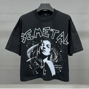 เสื้อยืดสตรีทแวร์คุณภาพสูง ดีไซน์ไข่มุก พิมพ์ลายกราฟิกแบบกำหนดเอง เนื้อผ้าคอตตอนหนานุ่ม ทรงบ็อกซี่ ตัดสั้น สำหรับผู้ชาย - Product Image 1