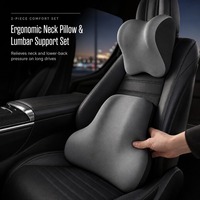 Ensemble de 2 coussins ergonomiques en mousse à mémoire de forme pour le cou et le soutien lombaire, idéal pour voiture et avion - Vente en gros usine