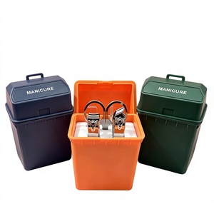 Mini kit de manucure avec poubelle intégrée, ensemble de 6 coupe-ongles avec boîte de rangement, logo personnalisé pour voyage, maison, salon - Product Image 1