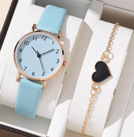 WGS-163 Ensemble de 2 montres pour femmes, montre-bracelet à quartz analogique de luxe en PU, montres-bracelets tendance pour femmes, Relogio Feminino 2025