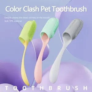 Unique Design Soft Dog Oral Care Finger Multi Color Pet Silicone Toothbrush For Dog Cat Mouth Cleaning