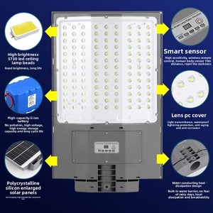 Lampadaire Solaire LED Extérieur Étanche IP65 en ABS pour Jardin, Certifié CE, Lumière du Jour 6000K, Angle de Faisceau 120°, Lampes Solaires pour Route - Product Image 3